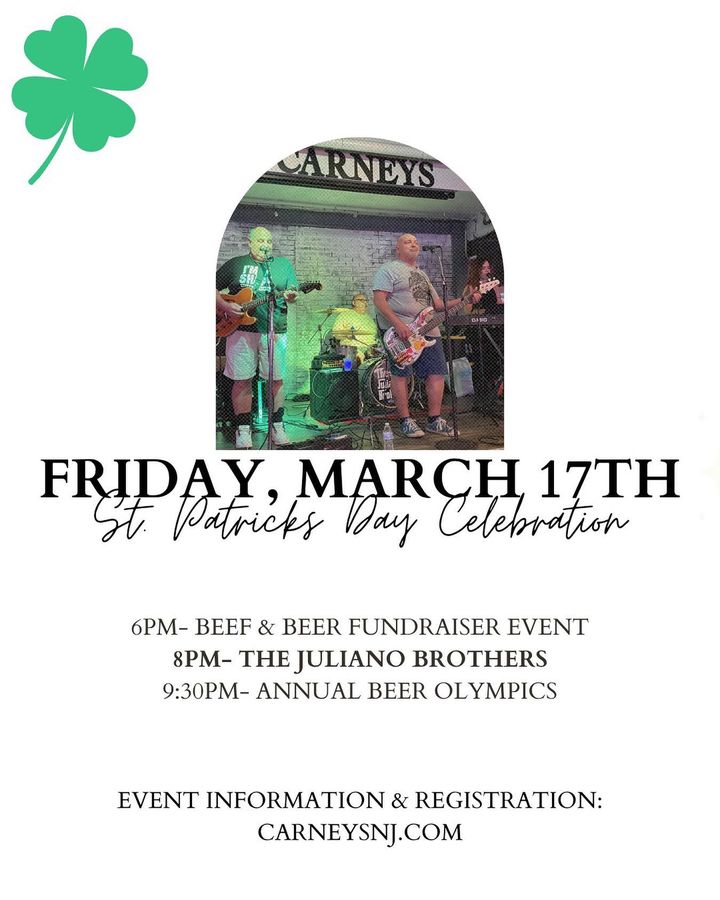 Juliano Brothers are BACK!🍀 Join us for our St. Paddy’s Fundraiser